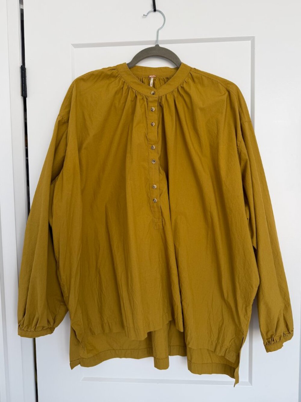 Free People Green Oversize Blouse With Button Detail
